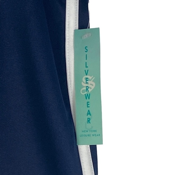 Silverwear Navy Blue White Trim Drawstring Athletic Shorts Women's Small NEW - Picture 5 of 5
